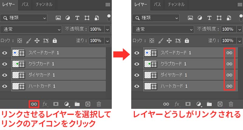 複数のレイヤーをリンク